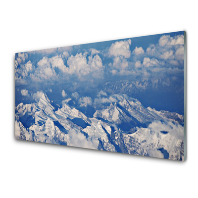 Kitchen Splashback Mountain clouds landscape white blue grey