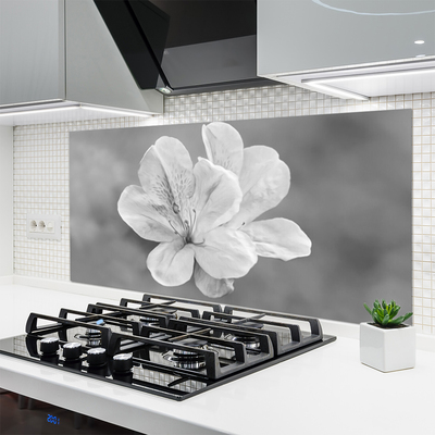Kitchen Splashback Flowers floral white grey