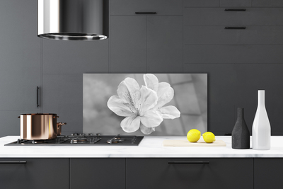 Kitchen Splashback Flowers floral white grey