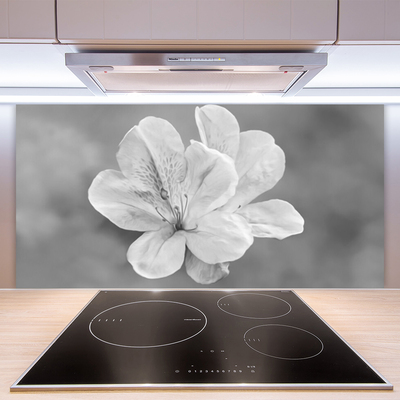 Kitchen Splashback Flowers floral white grey