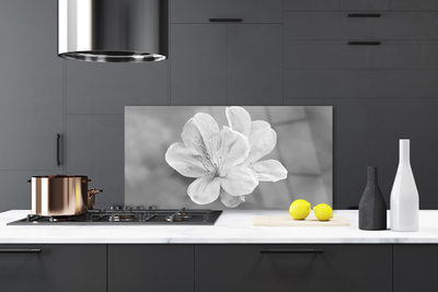 Kitchen Splashback Flowers floral white grey