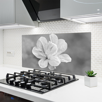 Kitchen Splashback Flowers floral white grey