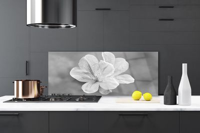 Kitchen Splashback Flowers floral white grey
