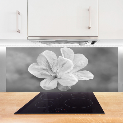 Kitchen Splashback Flowers floral white grey