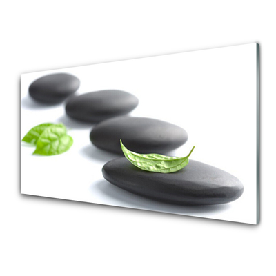 Kitchen Splashback Stones art black green white