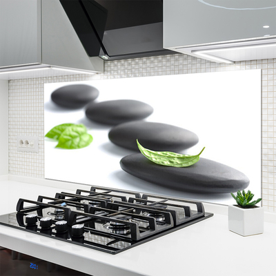 Kitchen Splashback Stones art black green white