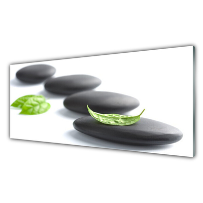 Kitchen Splashback Stones art black green white