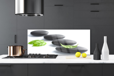 Kitchen Splashback Stones art black green white