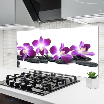 Kitchen Splashback Flower stones art pink white grey