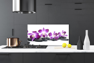 Kitchen Splashback Flower stones art pink white grey