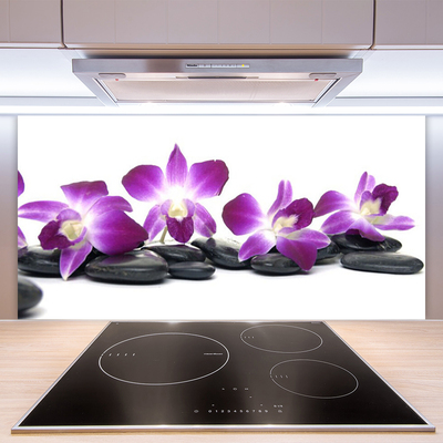 Kitchen Splashback Flower stones art pink white grey