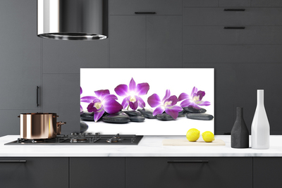 Kitchen Splashback Flower stones art pink white grey