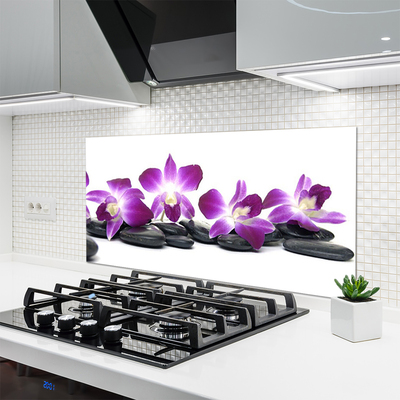 Kitchen Splashback Flower stones art pink white grey