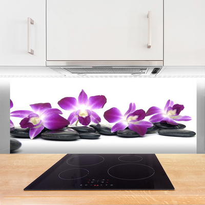 Kitchen Splashback Flower stones art pink white grey