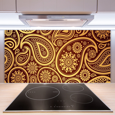 Kitchen Splashback Abstract art yellow brown