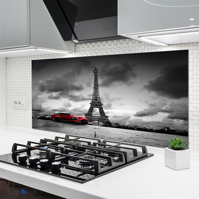 Kitchen Splashback Eiffelturm car paris architecture red grey