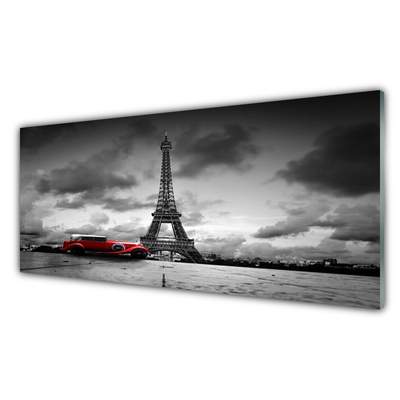 Kitchen Splashback Eiffelturm car paris architecture red grey