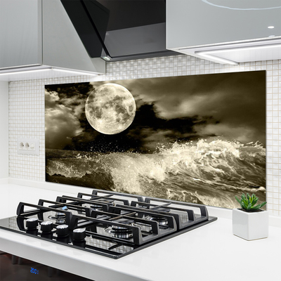 Kitchen Splashback Night moon landscape grey black