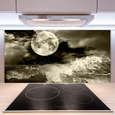 Kitchen Splashback Night moon landscape grey black