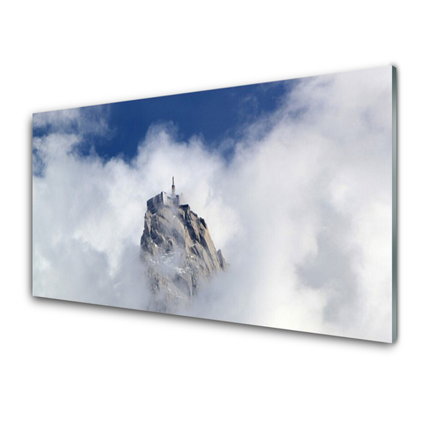 Kitchen Splashback Mountain clouds landscape white grey blue