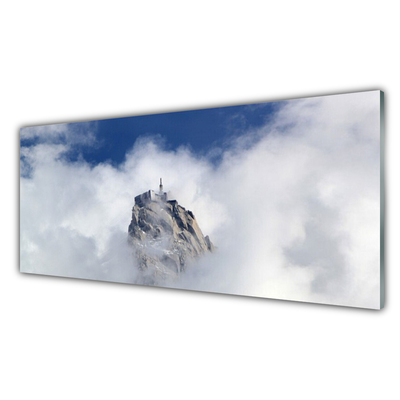 Kitchen Splashback Mountain clouds landscape white grey blue