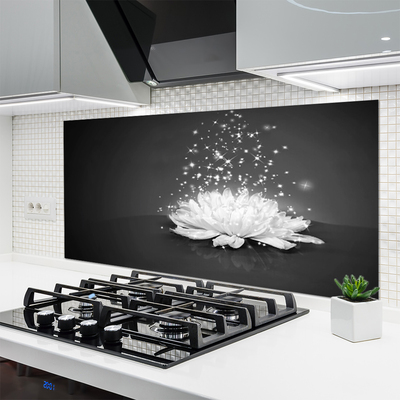 Kitchen Splashback Flower floral white grey