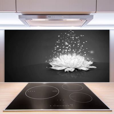 Kitchen Splashback Flower floral white grey