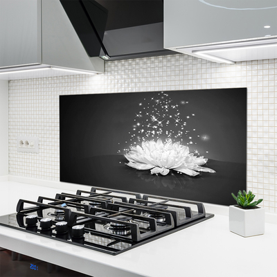 Kitchen Splashback Flower floral white grey