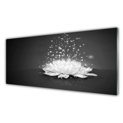 Kitchen Splashback Flower floral white grey