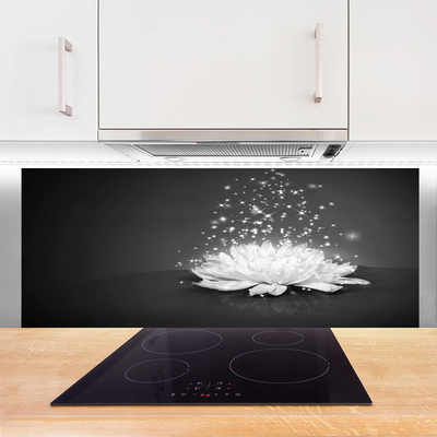 Kitchen Splashback Flower floral white grey