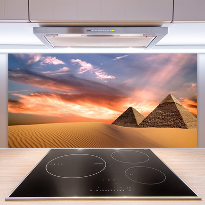 Kitchen Splashback Desert pyramids architecture yellow