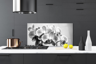 Kitchen Splashback Flowers floral grey