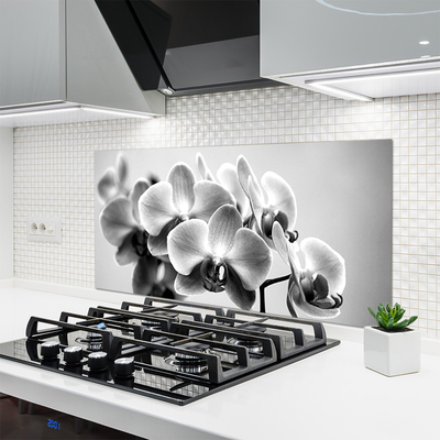 Kitchen Splashback Flowers floral grey