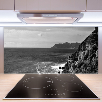 Kitchen Splashback Sea mountains landscape grey