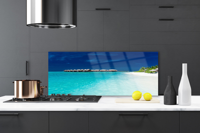 Kitchen Splashback Sea beach landscape blue white