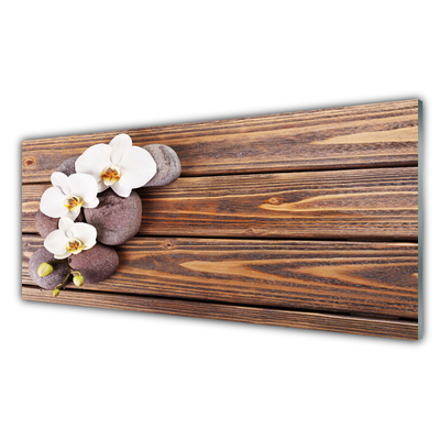 Kitchen Splashback Flower stones floral white brown