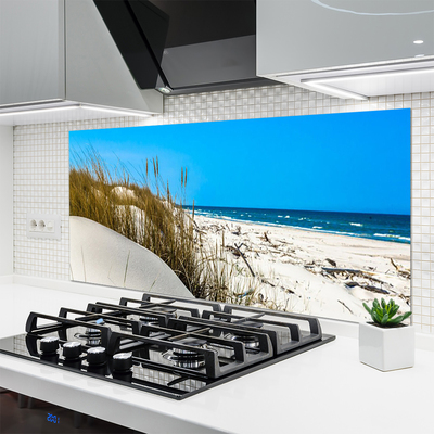 Kitchen Splashback Beach landscape green white