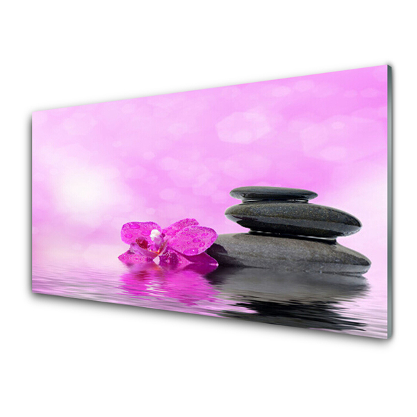 Kitchen Splashback Flower stones art pink grey
