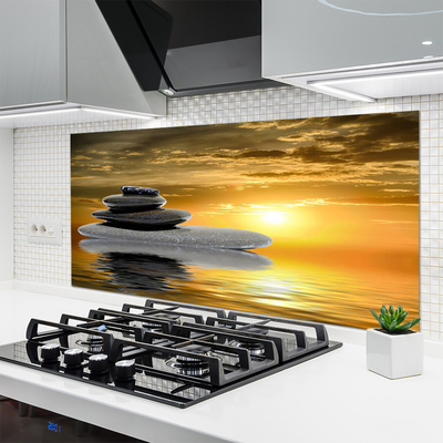 Kitchen Splashback Stones art grey black