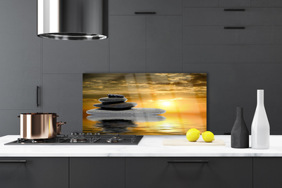 Kitchen Splashback Stones art grey black