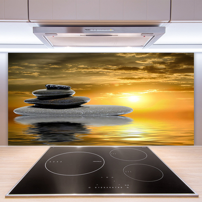 Kitchen Splashback Stones art grey black