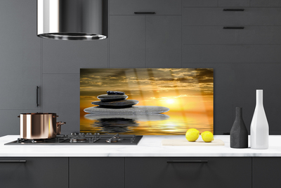 Kitchen Splashback Stones art grey black