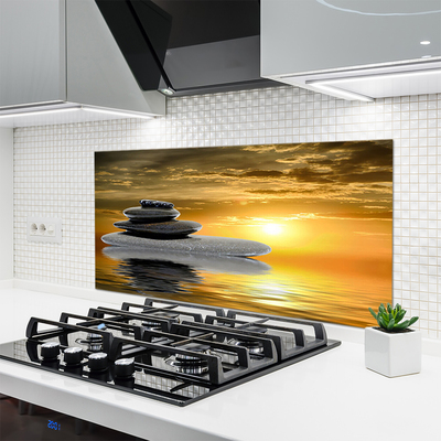 Kitchen Splashback Stones art grey black