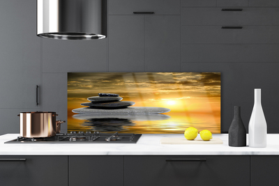 Kitchen Splashback Stones art grey black