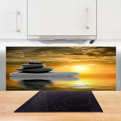 Kitchen Splashback Stones art grey black