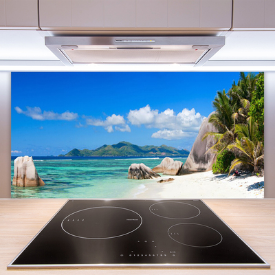 Kitchen Splashback Ocean beach landscape blue white green brown