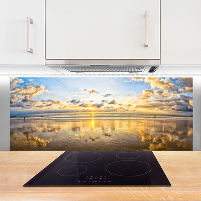 Kitchen Splashback Sea landscape grey blue white