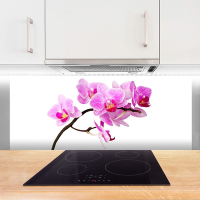 Kitchen Splashback Flowers floral pink brown