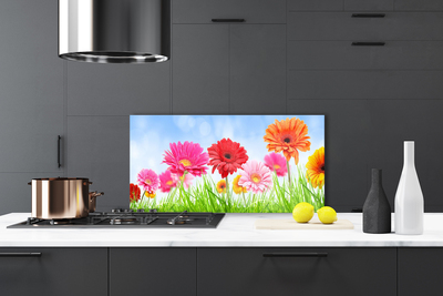 Kitchen Splashback Flowers grass floral multi