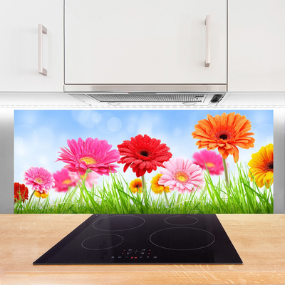 Kitchen Splashback Flowers grass floral multi